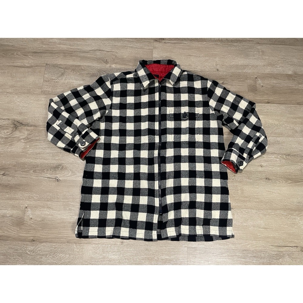 Vtg The Limited Shirt Mens Sz L White Plaid Wool Flannel Shacket Button Up